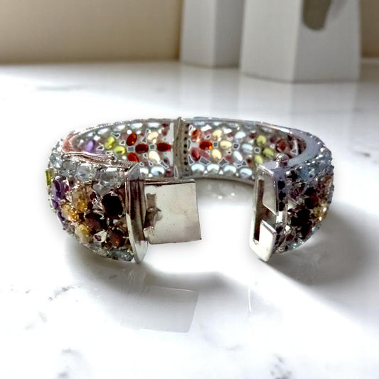 Radiant Multi-Gemstone Cuff Bangle