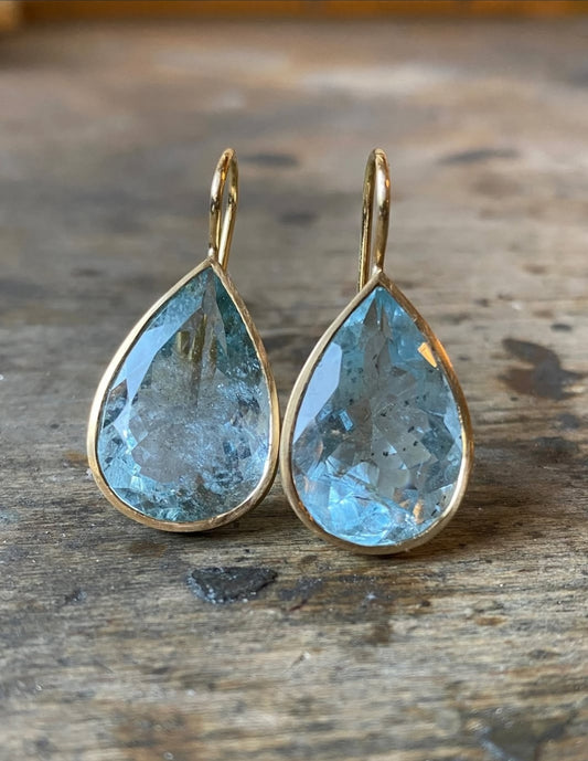 Pear Blue Topaz Earrings