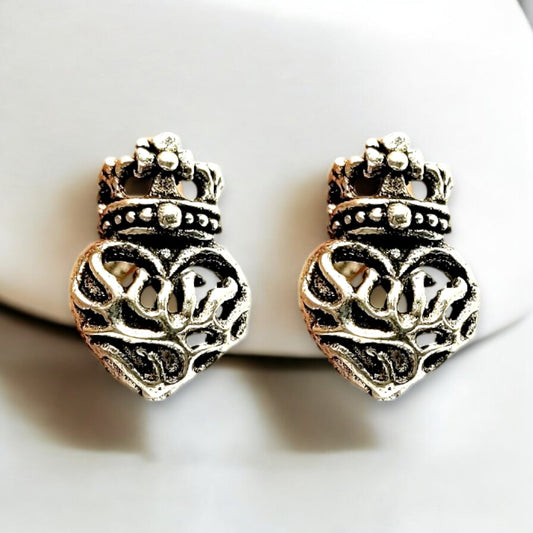 Crowned Heart Studs