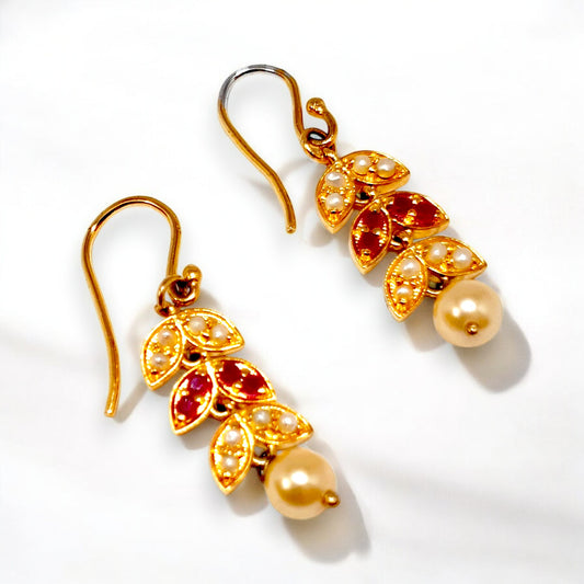 Ruby Bloom Pearl Drop Earrings