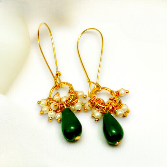 Emerald Raindrop Cluster Earrings