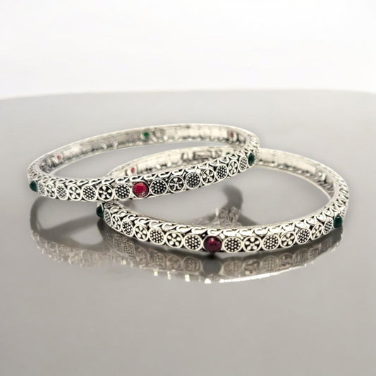 Ornate Silver Bangles