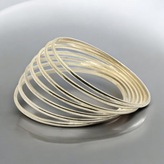 Sleek Silver Bangle Set