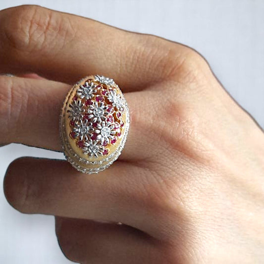 Crimson Floral Ring