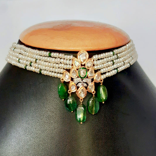 Majestic Pearl and Emerald Necklace