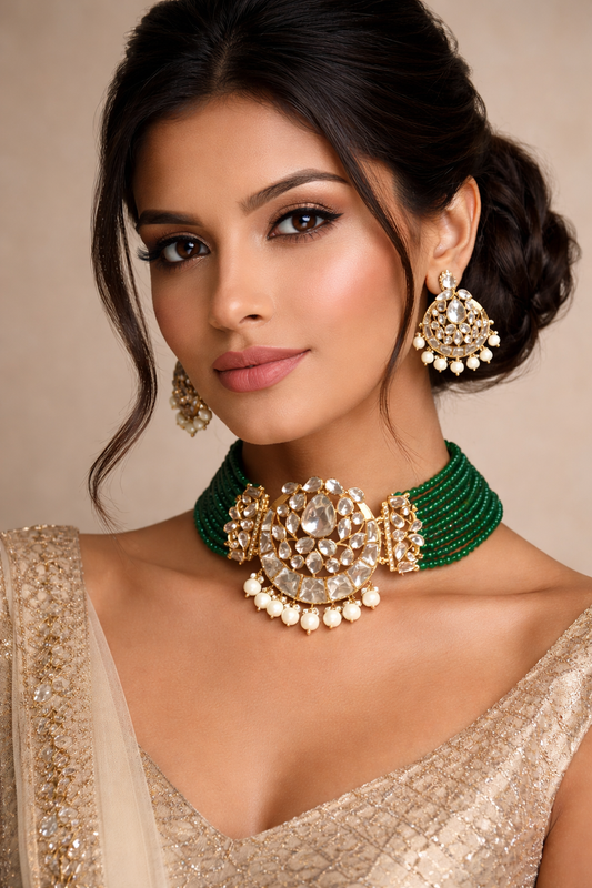 Emerald Kundan Choker Set