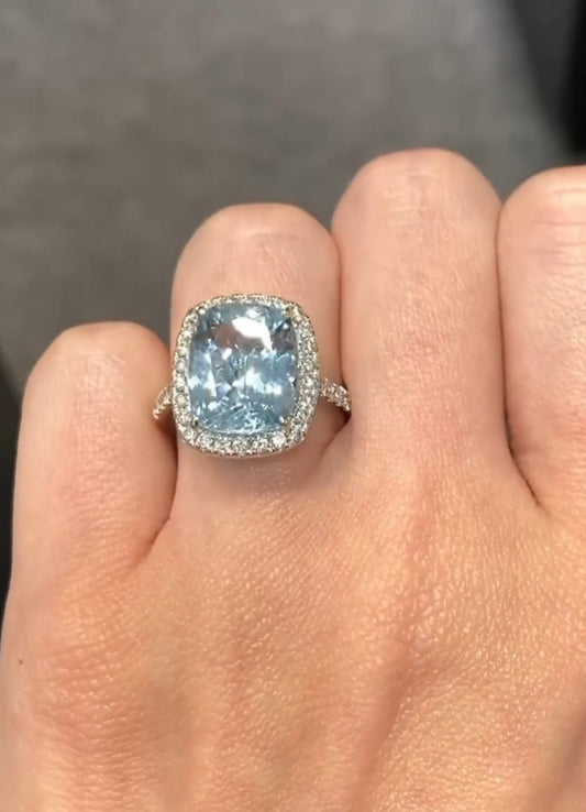 Cushion Cut Blue Topaz Ring
