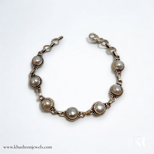 Vintage Pearl Sterling Silver Bracelet
