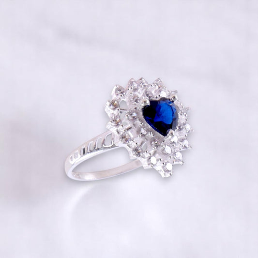 Blue Titanic Heart Ring