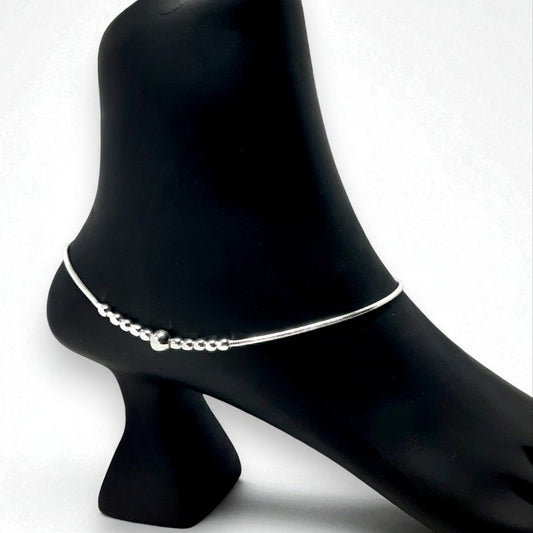 Celeste Beadline Silver Anklets