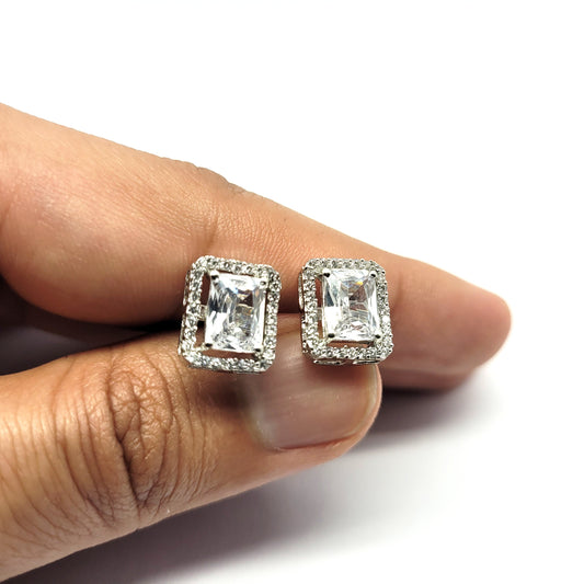 Glamorous Emerald Cut Zirconia Stud Earrings