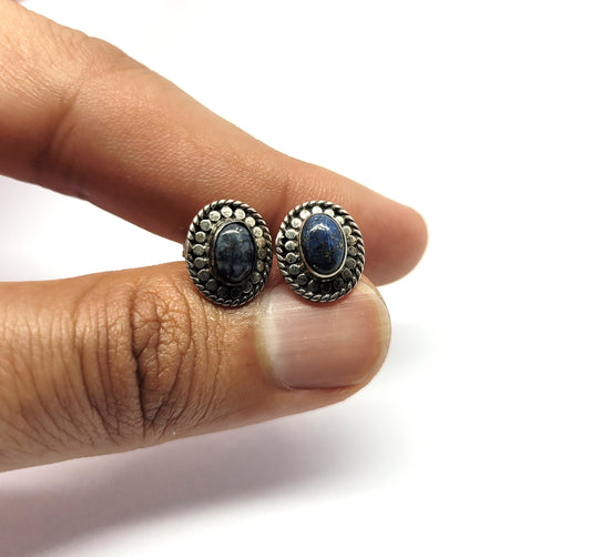 Unique Blue Gemstone Stud Earrings