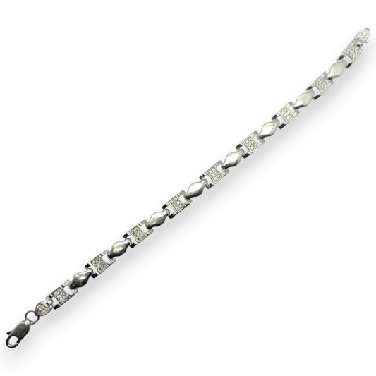 Sterling Silver Zirconia Pave Link Bracelet