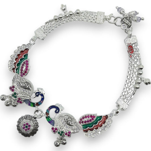 Royal Peacock Charm Anklet – Handcrafted