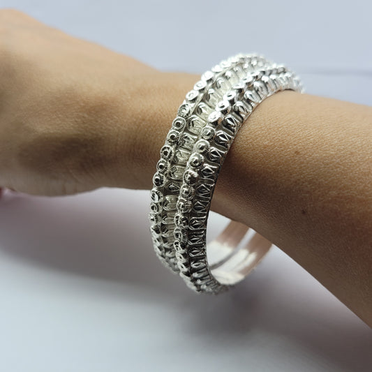 Moonlit Silver Lining Bangles