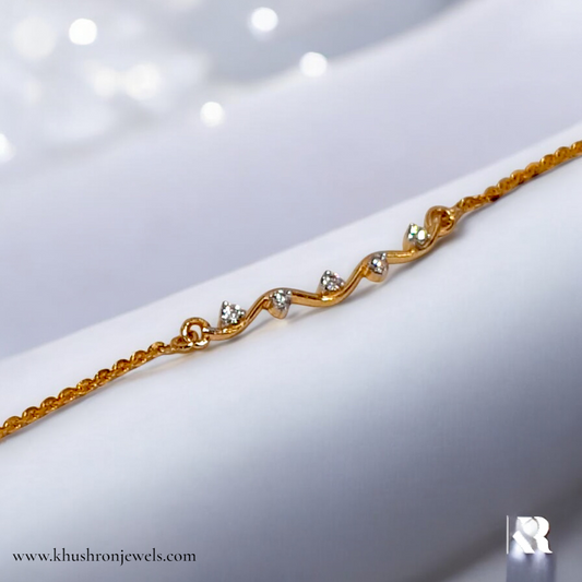Gold-Plated Wave Bracelet with Initial Charm
