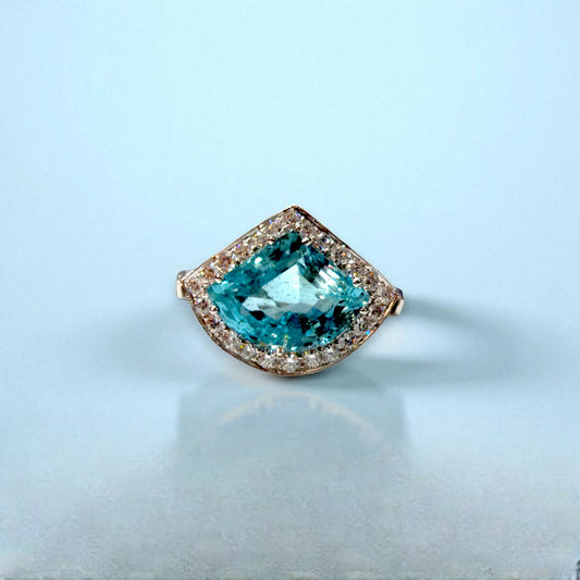 Teardrop Blue Topaz Ring