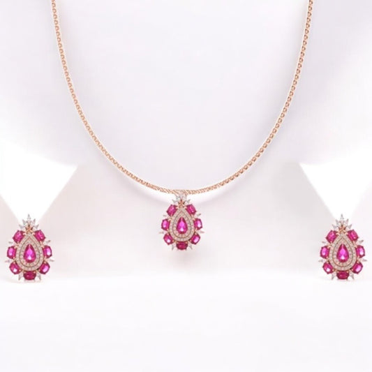 Blush Pink Rose Gold Pendant Set