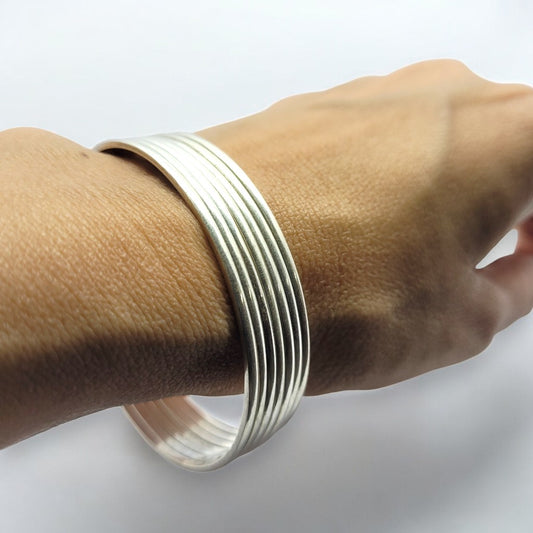 Sleek Silver Bangle Set