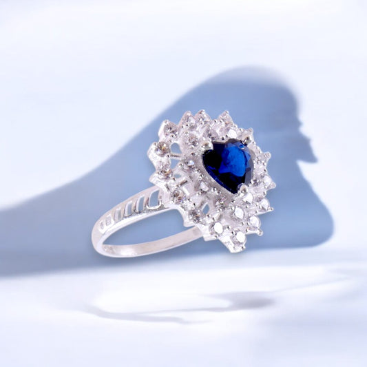 Blue Titanic Heart Ring