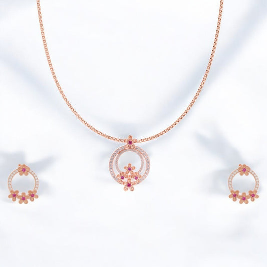 Floral Rose Gold Pendant Set