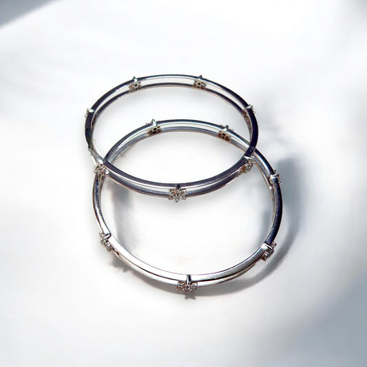 Twilight Bloom Silver Bangles