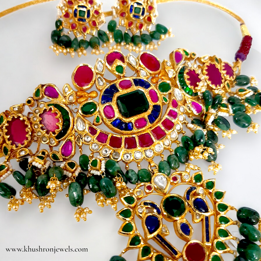 Regal Kundan Meenakari Pendant Set