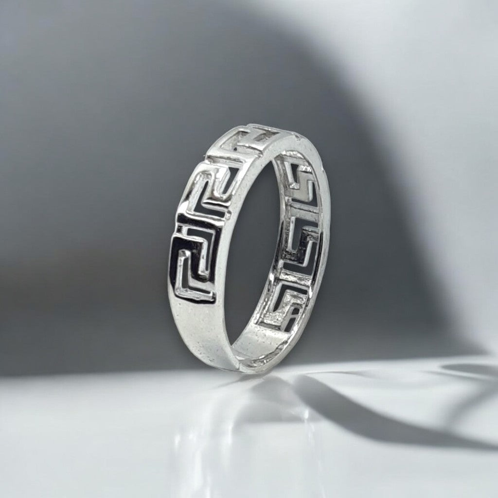Athenian Maze Band – 925 Silver Maze Pattern Ring | Khushron Jewels