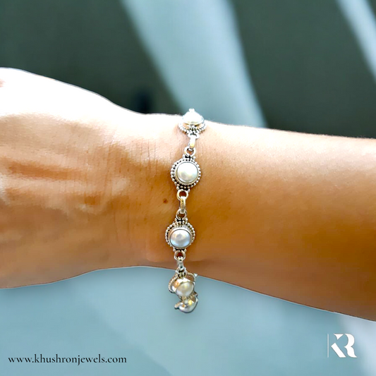 Vintage Pearl Sterling Silver Bracelet