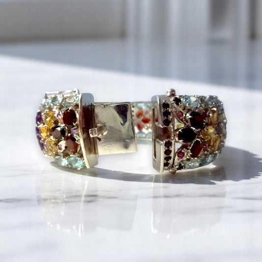 Radiant Multi-Gemstone Cuff Bangle