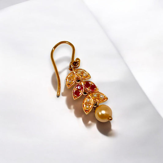 Ruby Bloom Pearl Drop Earrings