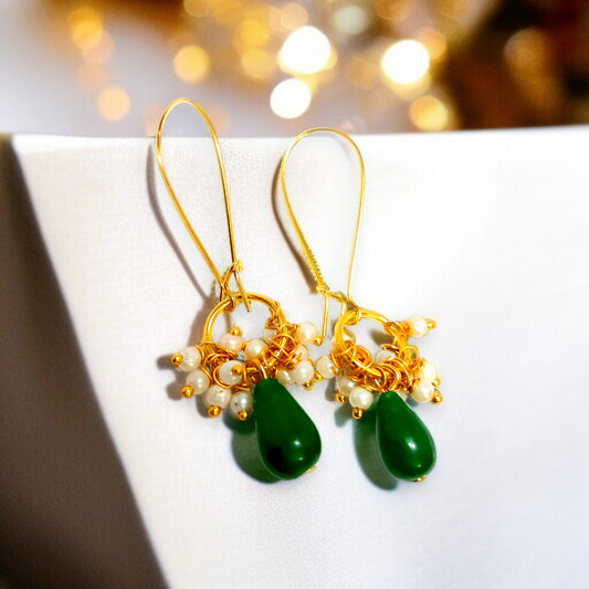 Emerald Raindrop Cluster Earrings