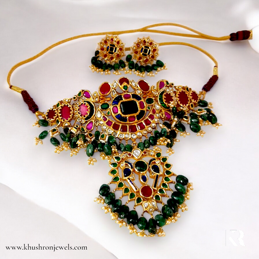 Regal Kundan Meenakari Pendant Set