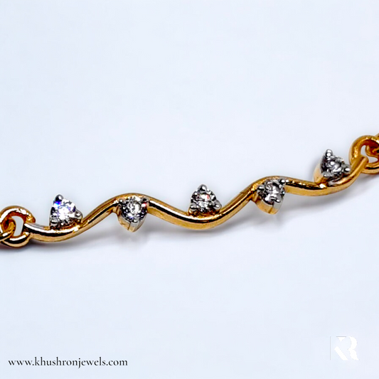 Gold-Plated Wave Bracelet with Initial Charm