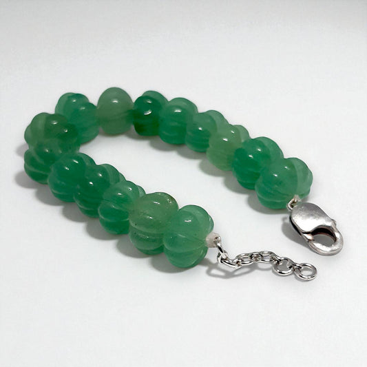 Aventurine Carved Bead Bracelet