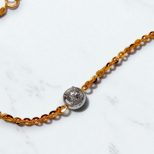 Solitaire Gold Chain Bracelet