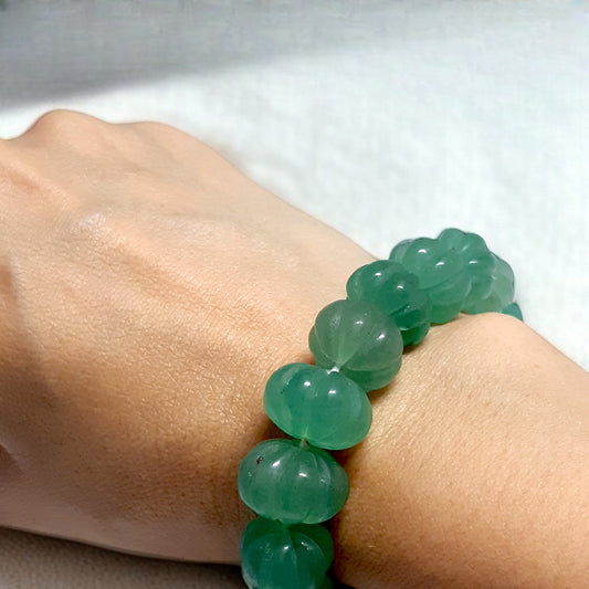 Aventurine Carved Bead Bracelet