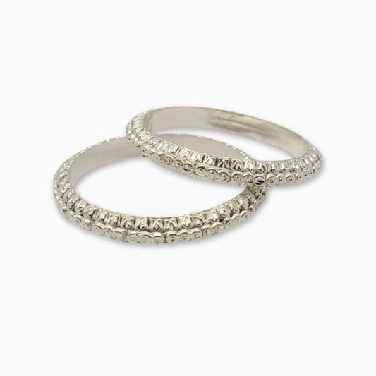 Handcrafted Artisan Silver Bangle Set