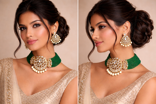 Emerald Kundan Choker Set