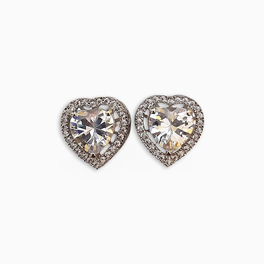 Royal Hearts Stud Earrings with Zirconia