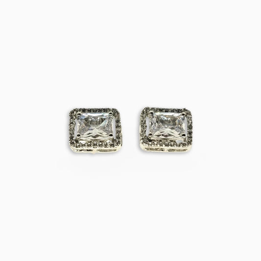 Glamorous Emerald Cut Zirconia Stud Earrings