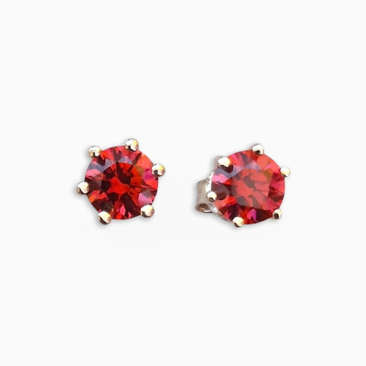 Luxe Red Zirconia Stud Earrings in Sterling Silver