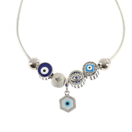 Sterling Silver Evil Eye Charm Bracelet