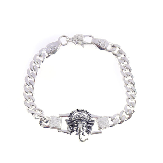 Lord Ganesha Silver Bracelet - Men