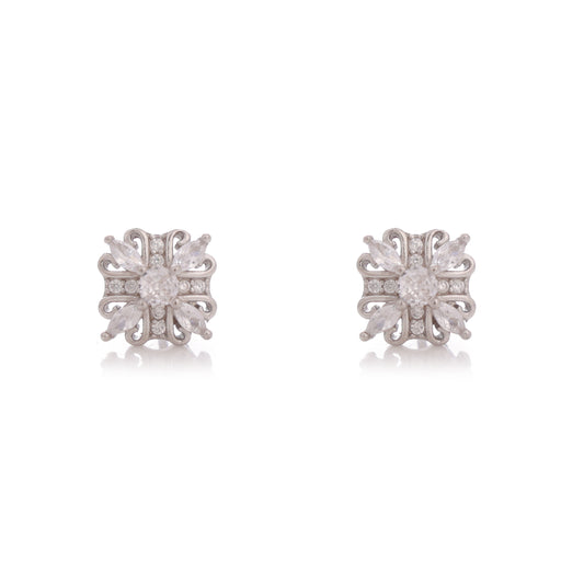 Glamorous Floral Zirconia Earrings