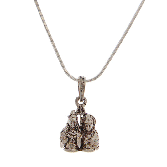 Sacred Shivji and Parvati Silver Pendant - Men