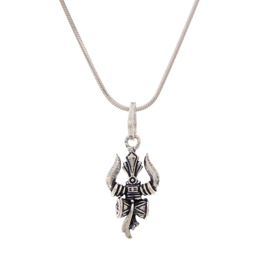 Trishul & Damru Silver Pendant - Men