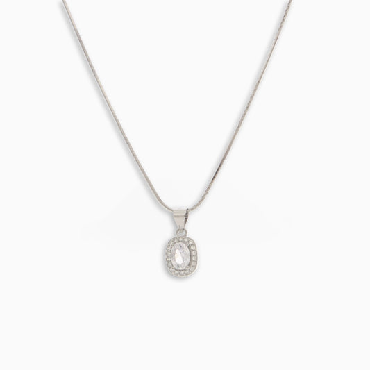 Dazzling Halo Necklace with Chain