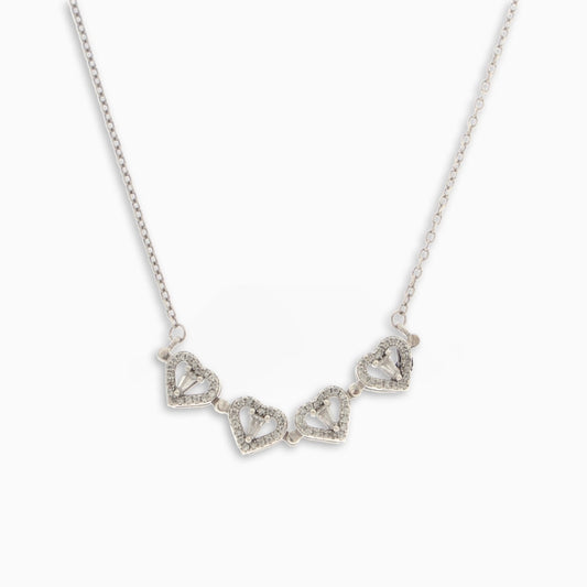 Intertwined Four Hearts Necklace with Chain