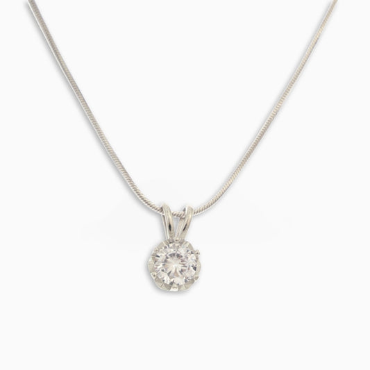 Solitaire Zirconia Pendant Necklace with Chain